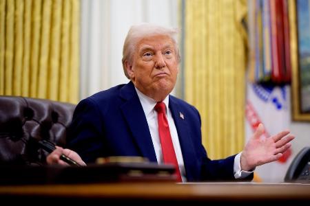 ホワイトハウスで話すトランプ米大統領=3月、ワシントン(ゲッティ=共同)