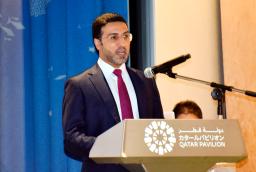 式典に出席したカタールのジャベル・アルマッリ駐日大使=18日午前、大阪市