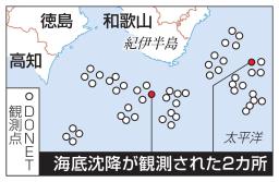 海底沈降が観測された2カ所