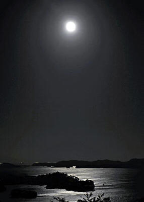 月光に照らされた松島湾。「ほそ道」からうかがえるように、松島の月は芭蕉の憧れだった