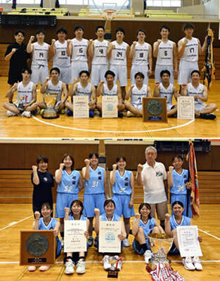 (写真上）４年連続４度目の頂点に立った福島ＳｉｒｉｕｓＢｌａｃｋｓ　（写真下）４年連続９度目の優勝を飾った遊籠倶楽部
