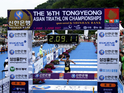 個人戦で初めて優勝した２００７年のＡＳＴＣアジアトライアスロン選手権。やっと世界で戦えるレベルになれたと思った