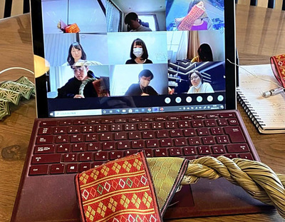 オンラインで行った小物の製作教室。今後も体験を通じて、国内外の人に畳の伝統文化を伝えたい