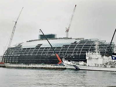 建設中のアクアマリンふくしま。開館に向けての準備は忙しく、福島市といわき市を行き来する生活が続いた