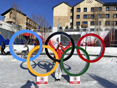 ２度目の五輪となる北京冬季五輪の選手村での一枚。新型コロナウイルス対策などのため、遠征から帰国することなく北京入りした