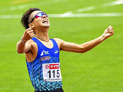 日本選手権男子８００メートルで優勝した時の私。高校３年以来の日本一だった