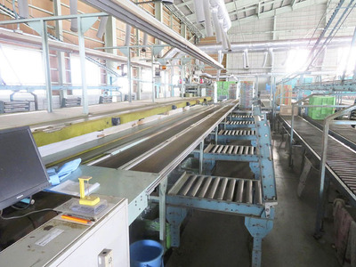 ベルトコンベヤーに載せて野菜を選果し箱詰め作業をする。私たちが取り入れた知恵が現在も使われていてうれしく思う