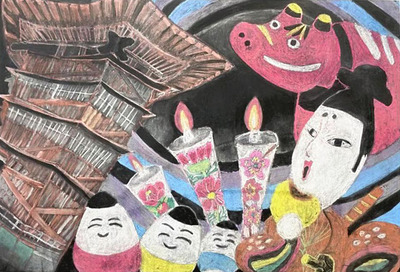 市長賞に選ばれた若松二中「会津の美術部」の作品