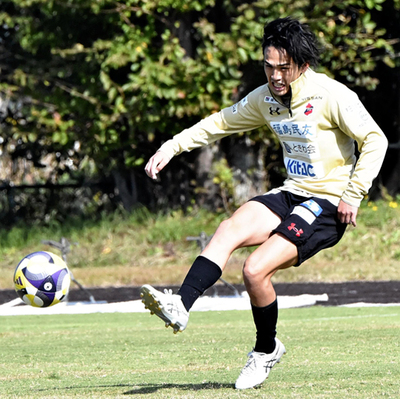 MF山下不在の次戦に向けて決意を語るMF山口=クレハ総合グラウンド