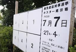 　鹿児島県知事選のポスター掲示板＝１８日