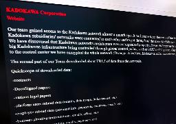 　ＫＡＤＯＫＡＷＡにサイバー攻撃を仕掛けたと主張する、ロシア系ハッカーの犯行声明の画面＝６月２７日