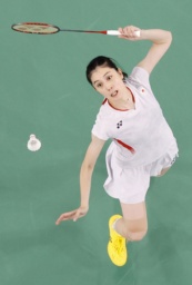 　女子シングルス１次リーグ　トルコ選手と対戦する大堀彩＝パリ（共同）