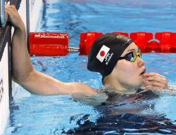 　女子１００メートルバタフライ決勝　レースを終えた平井瑞希＝パリ郊外（共同）