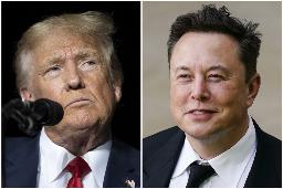 　トランプ前米大統領（左）と電気自動車（ＥＶ）大手テスラのイーロン・マスク最高経営責任者（ＣＥＯ）（ＡＰ＝共同）