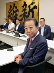 　日本維新の会の勉強会に講師として出席した立憲民主党の野田元首相＝２３日午後、国会