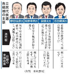 　立民代表選　各候補の主張（似顔　本間康司）