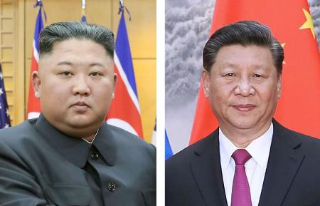 　北朝鮮の金正恩朝鮮労働党委員長（朝鮮中央通信＝共同）、中国の習近平国家主席（ＵＰＩ＝共同）