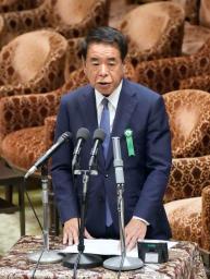 　自民党派閥裏金事件を巡り、衆院予算委で発言する下村元文科相＝２７日午後