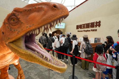 　「関西パビリオン」に設けられた福井県のブース＝２日、大阪市此花区の夢洲