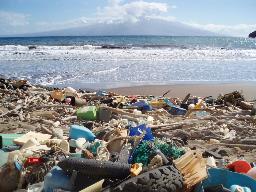 　米ハワイの海岸に打ち上げられたプラスチックごみ（米海洋大気局提供）