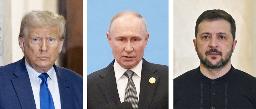 　トランプ米大統領（ゲッティ＝共同）、ロシアのプーチン大統領、ウクライナのゼレンスキー大統領（ゲッティ＝共同）