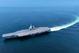 　中国の最新鋭空母「福建」＝２０２４年５月（新華社＝共同）