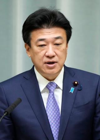 記者会見する木原官房長官=30日午前、首相官邸