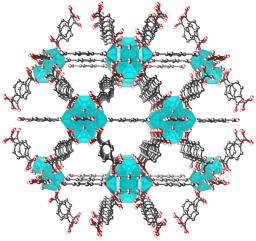 　ＰＦＡＳに吸着作用を示す代表的なＭＯＦの一つの構造を再現した画像（東邦大の今野大輝准教授提供）