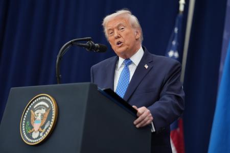 　トランプ米大統領＝４日、ワシントン（ＡＰ＝共同）